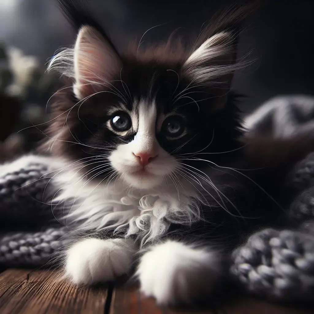 Black and White Maine Coon Kitten