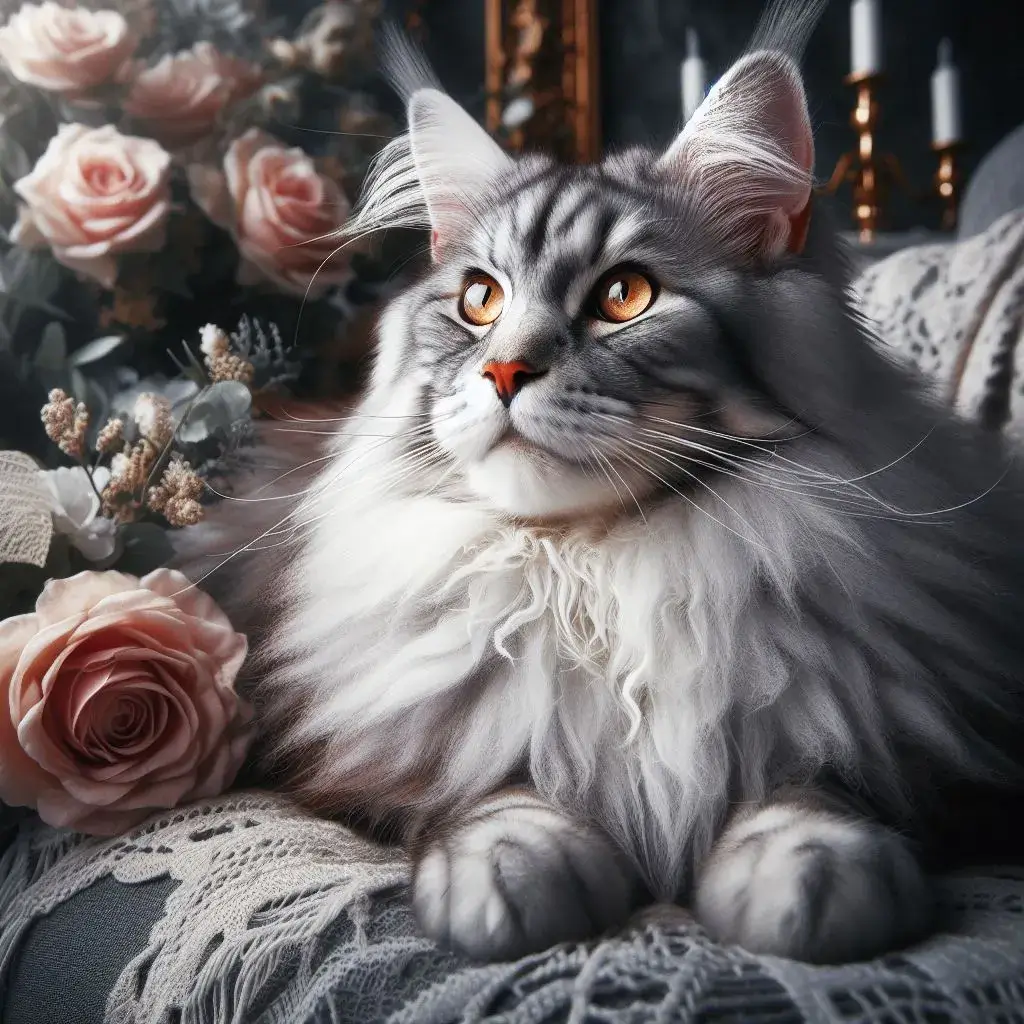 Maine Coon Cat Silver Tabby